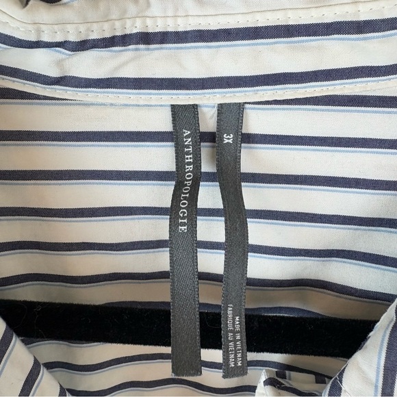 Anthropologie Striped 100% Cotton Button Down Shirt Blue White Size 3X - Picture 2 of 4